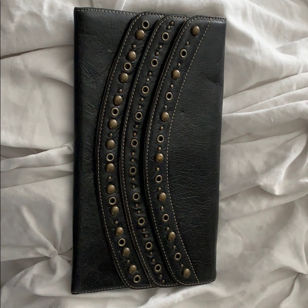 Leather clutch - Nordstrom w/ 3 compartments/flaps